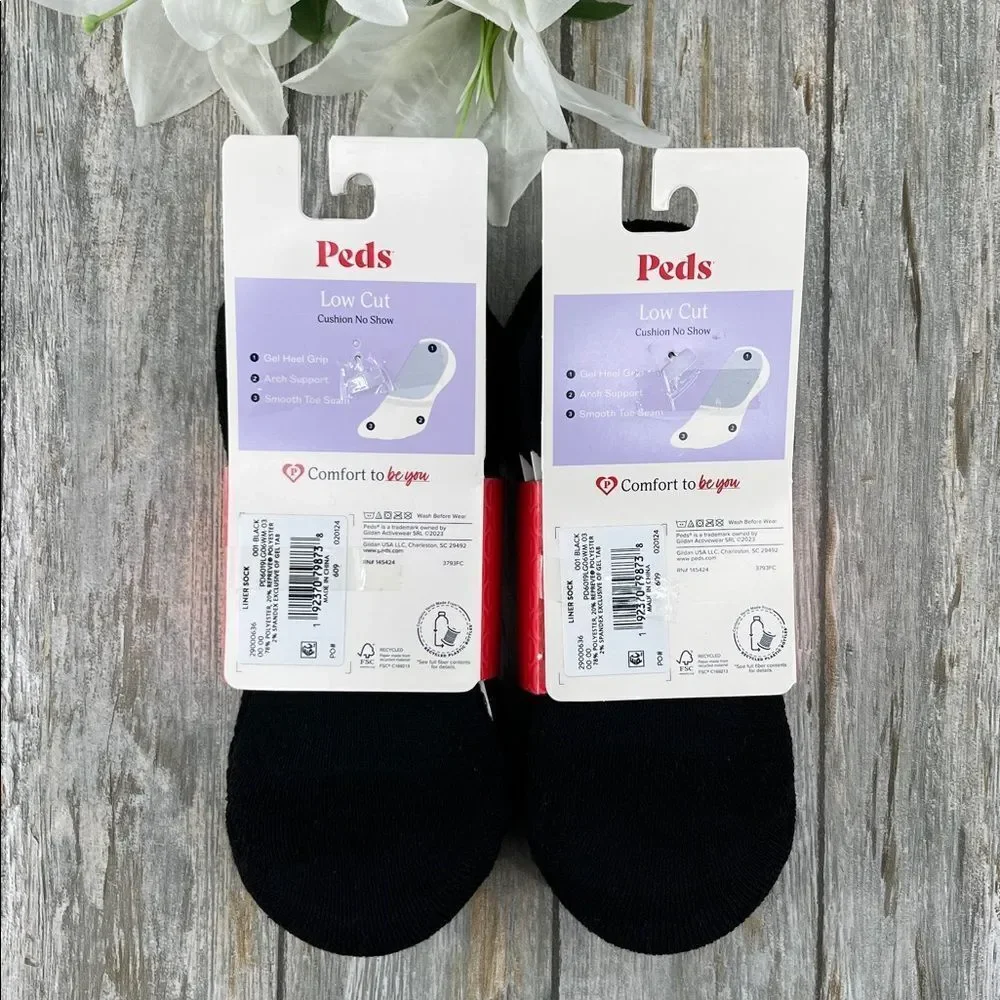 Women’s PEDS Low Cut Cushion Liner Socks 2, 6-Packs Size 8-12